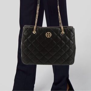 NWOT Black Quilted Tote Bag